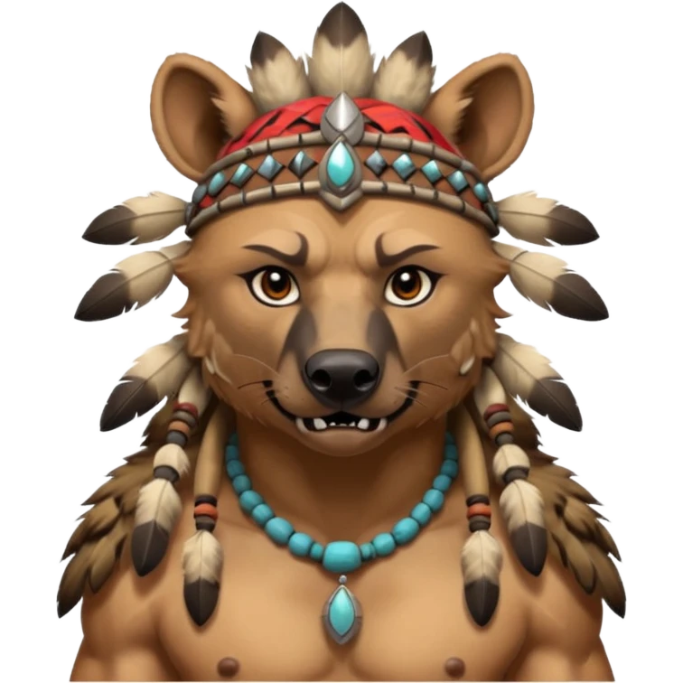 A native strong buff hyena with war bonnet  emoji