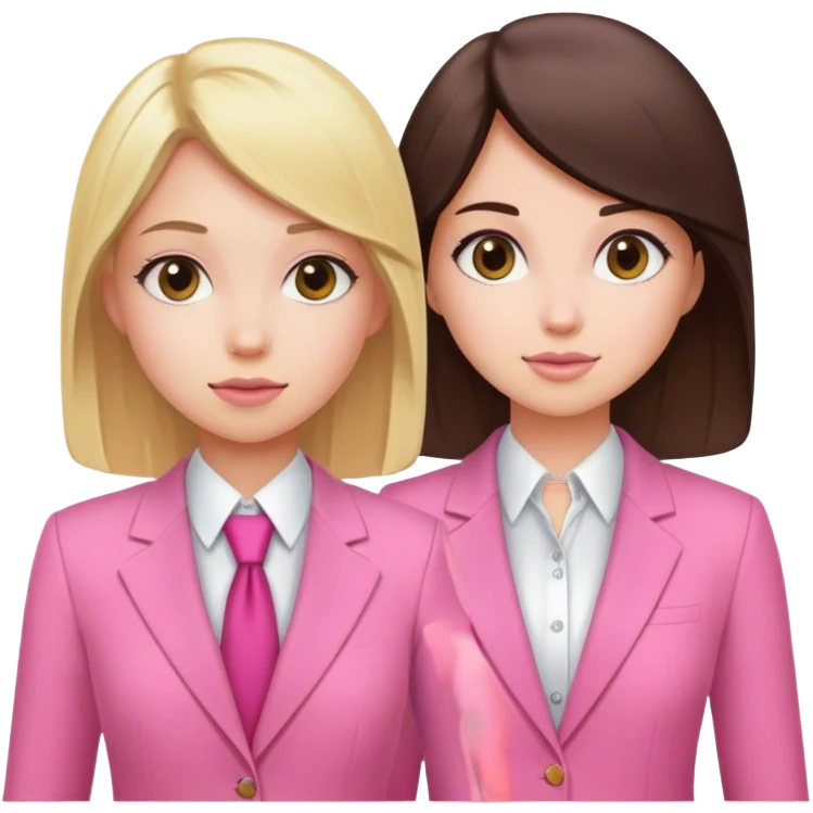 Blond girl pink suit with brune girl pink suit emoji
