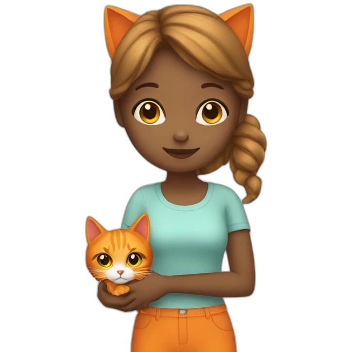 girl with orange cat emoji