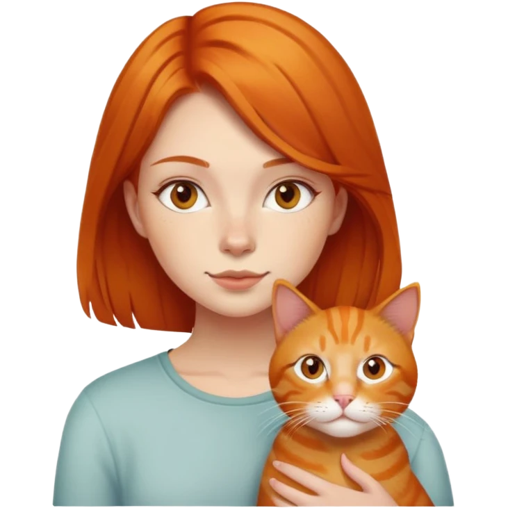 girl with ginger hair and orange cat emoji
