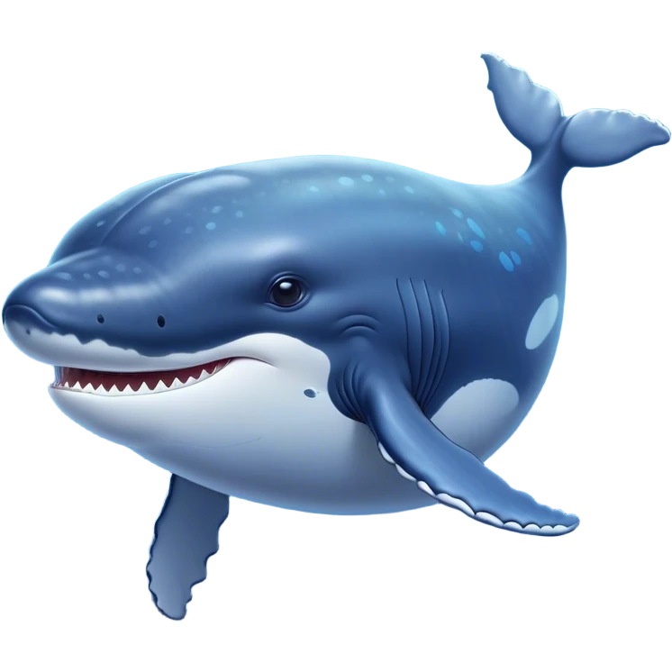 Cinematic Noble Humpback Whale Portrait Emoji, Poised and grand, with an enormous, barnacle-speckled blue-gray body, soulful, wise eyes, and a deeply serene presence, Simplified yet sharp and sophisticated features, highly detailed, glowing with a soft oceanic radiance, high shine, intelligent and powerful, stylized with an air of deep-sea mystery, focused and regal, soft glowing outline, capturing the essence of a legendary giant of the ocean that appears ready to glide majestically through the waves with effortless grace! emoji