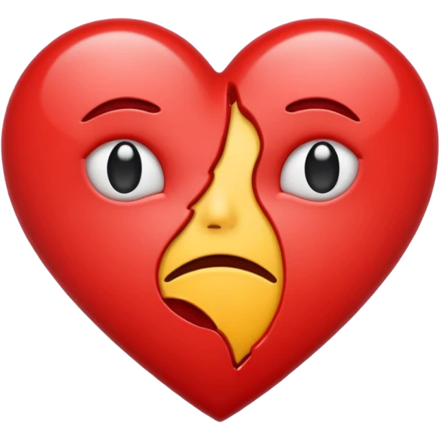 heart breaking in half, expressive, classic emoji style emoji