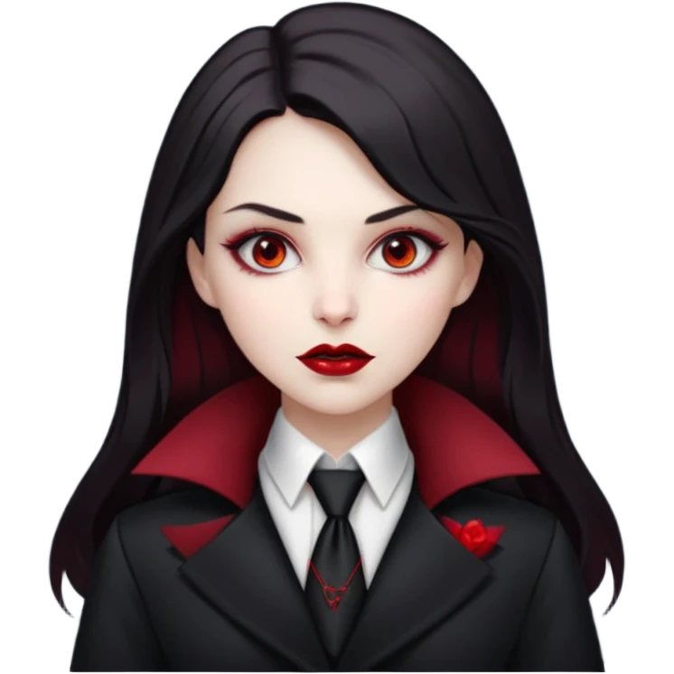 female vampire with coat long collars with tie emoji