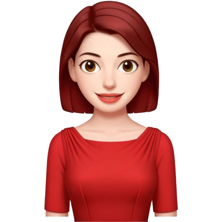 Anne Hathaway in red dress, cute emoji
