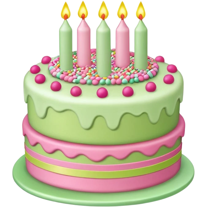 light green and pink birthday cake emoji