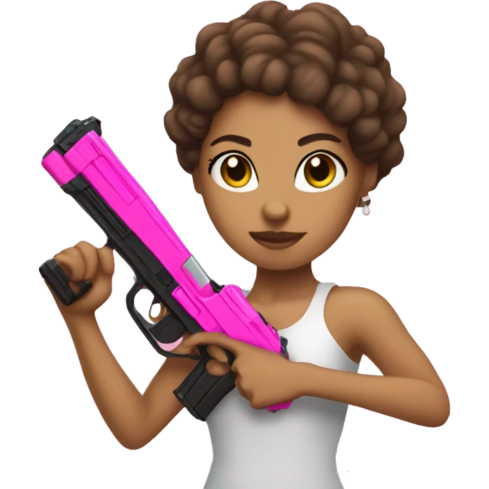 lightskin girl holding a pink gun emoji