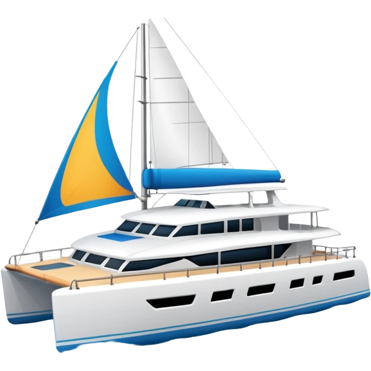 A catamaran with a white background. No wording or lettering on the boat  emoji