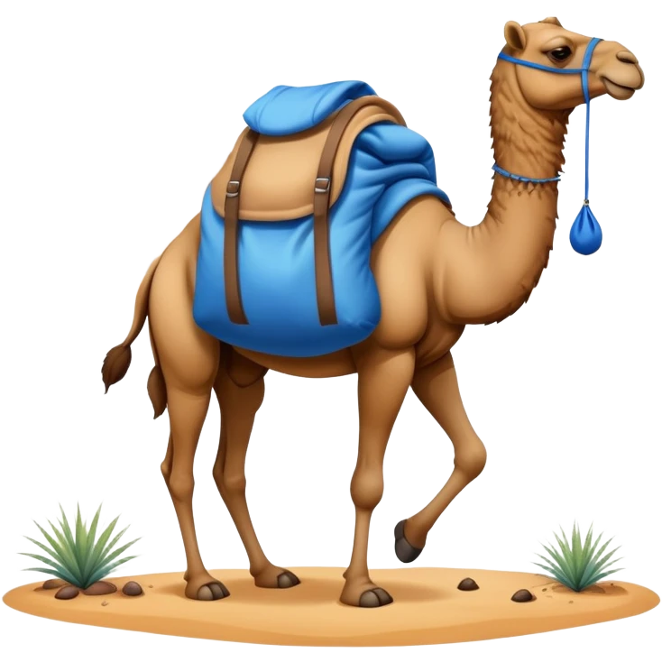 camel with a blue sack with spices on his back emoji