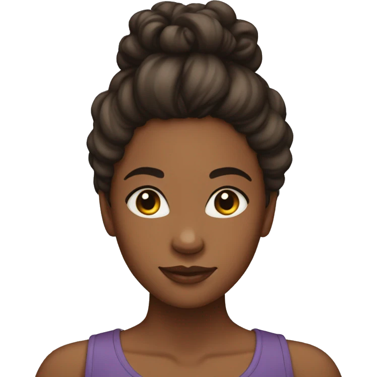 medium dark-skin girl with curly hair put up in a bun emoji