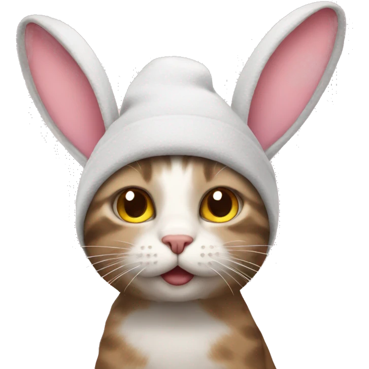 cat wearing bunny hat  emoji
