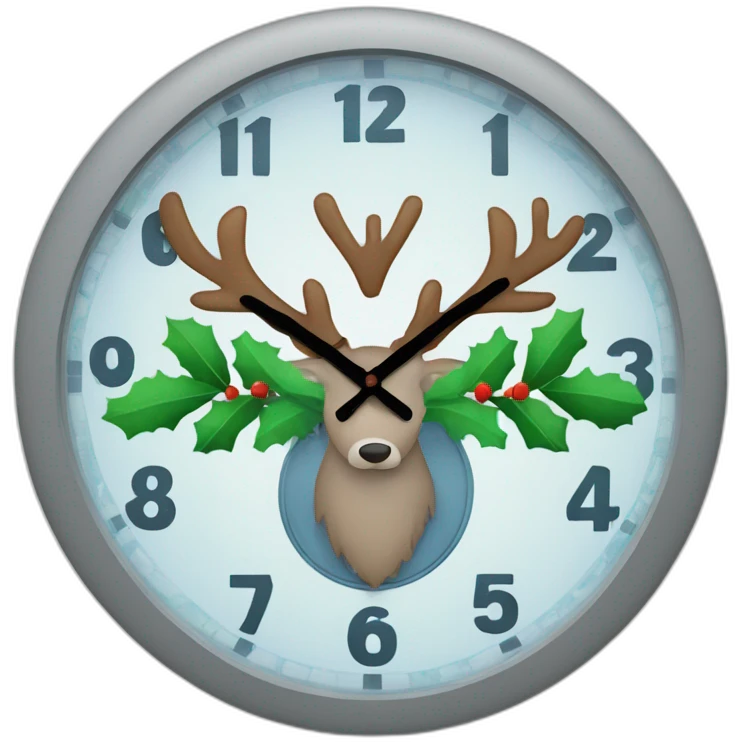 christmas clock with the word fresco in the center in blue, green, gray and with a reindeer emoji