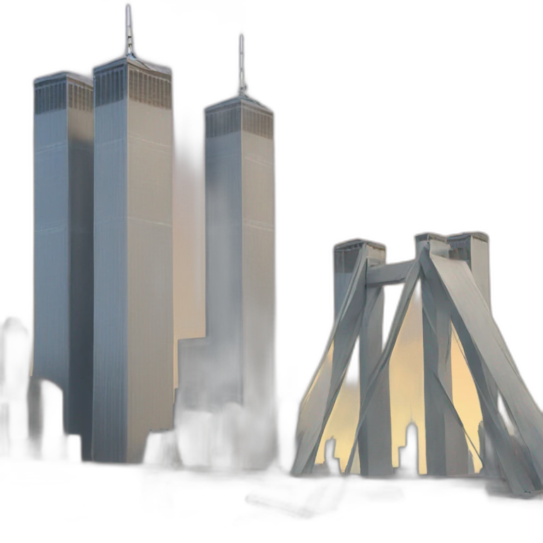 Twin towers with plane emoji