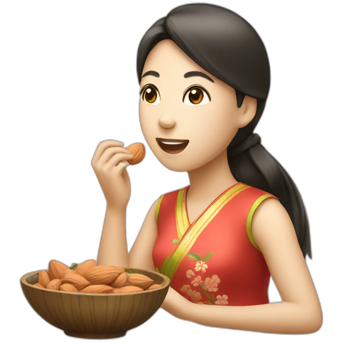 A Chinoise girl eating almond emoji