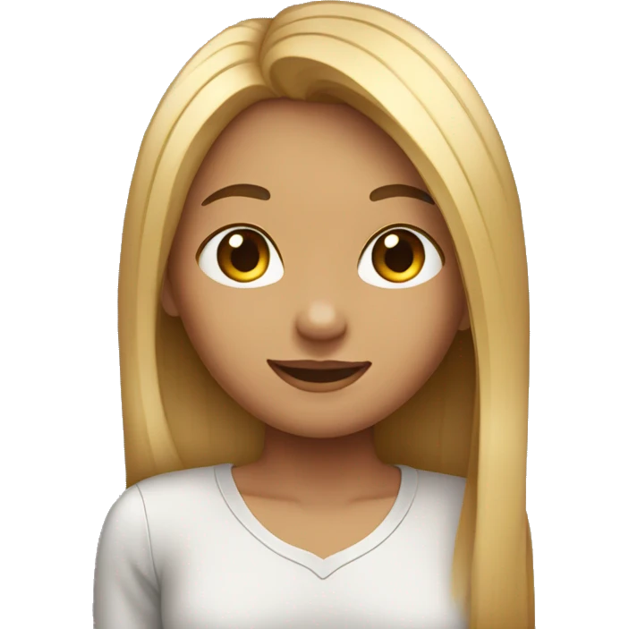 Girl with waist length straight hair over her shoulder  emoji