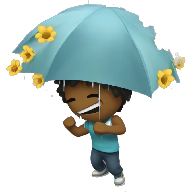 Rain crying and throwing punches on some flowers emoji