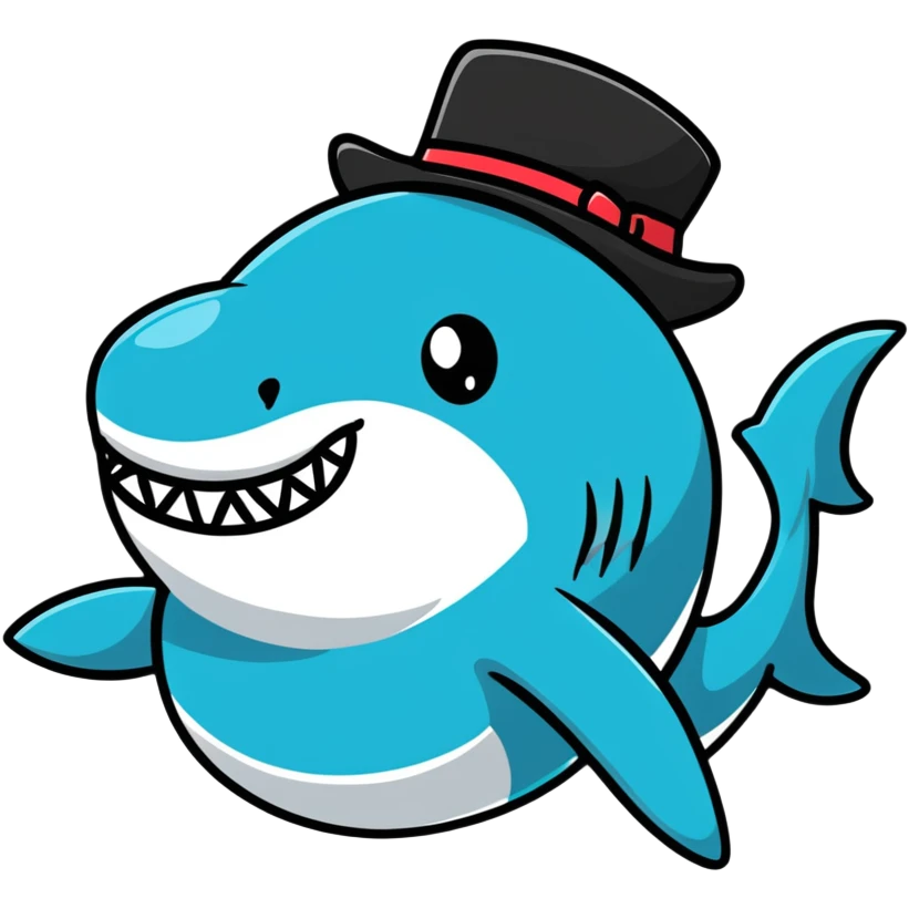 Shark with a top hat emoji