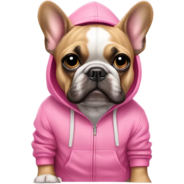 France bull dog with a pink hoody  emoji