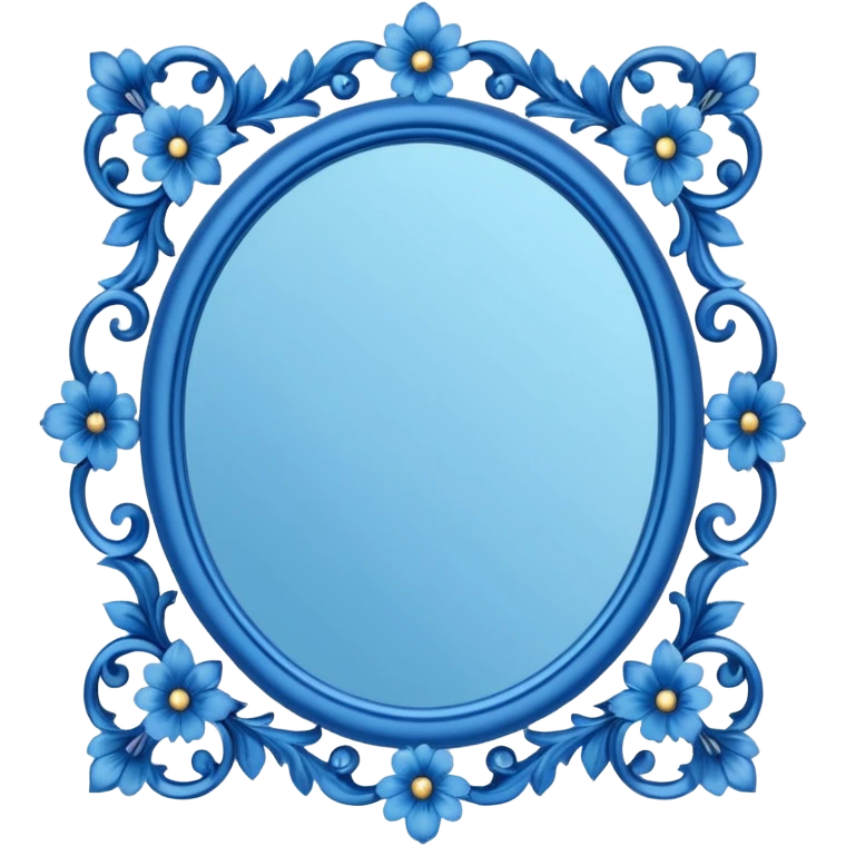Blue floral mirror  emoji