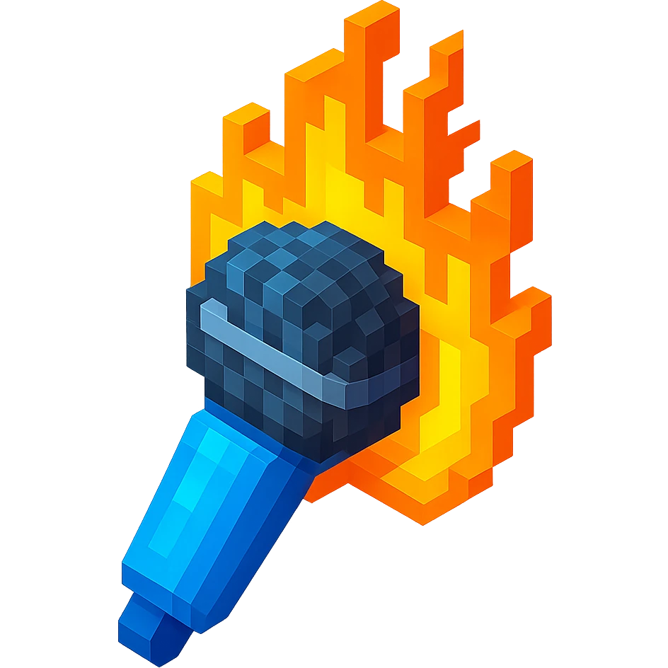 microphone with flames emoji