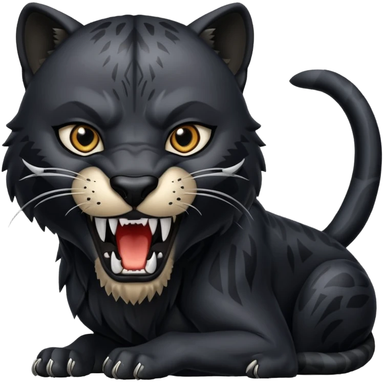 A black panther biting a wolf emoji