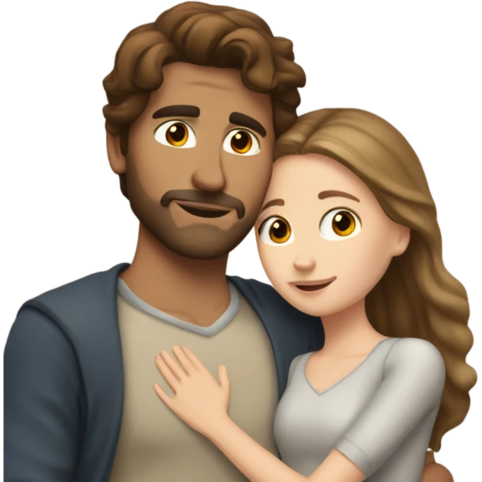 white girl with brown hair hugging light brown spanish man  emoji