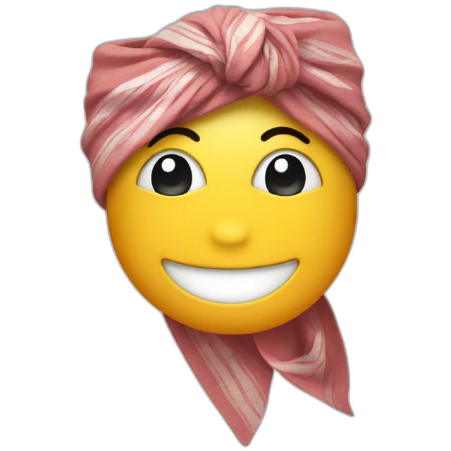 A smiling face emoji with a bandana on emoji