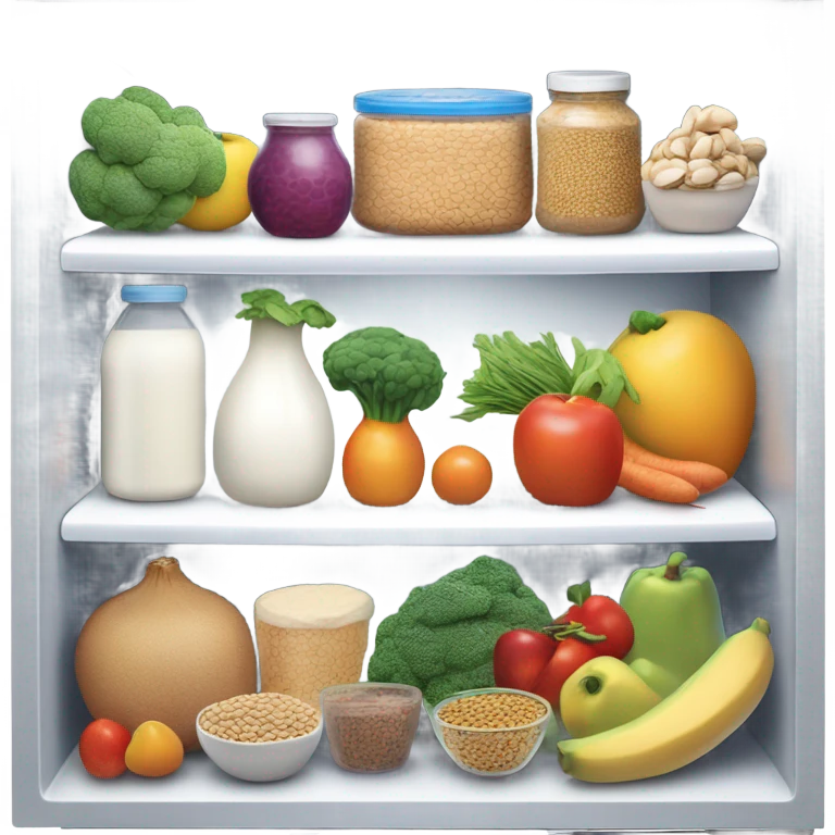 fridge with healthy food emoji