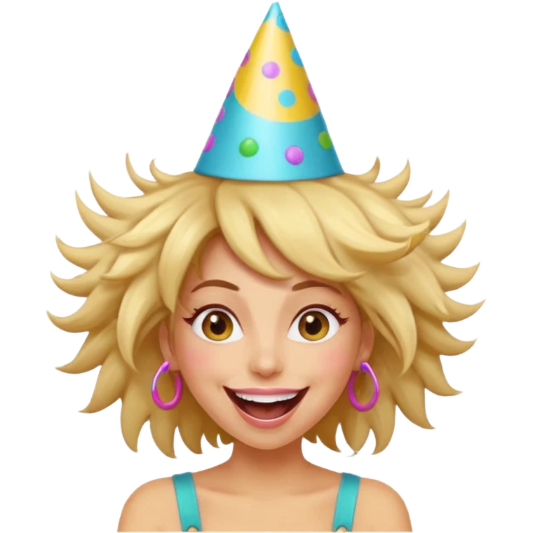 Funny, fast-talking, a little unpredictable. Life of the party vibes. woman with crazy hair
more dinamic emoji  emoji