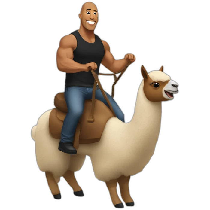 The rock johnson riding a llama emoji