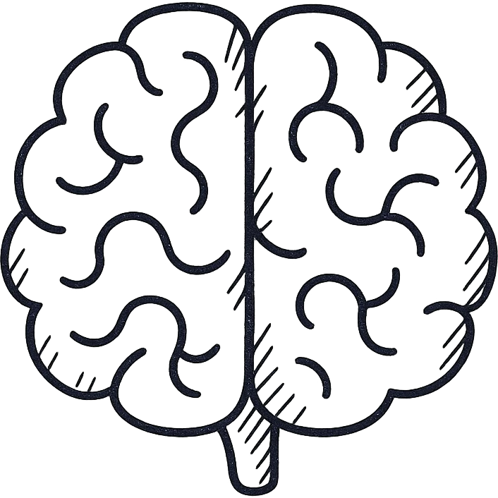 brain icon, black color, hand drawn style emoji