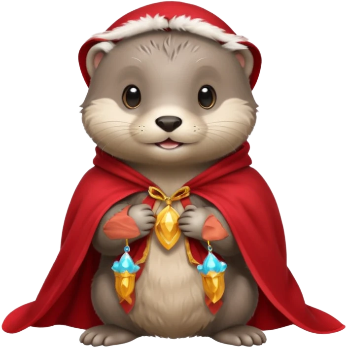 baby grey otter, in magic red cloak emoji