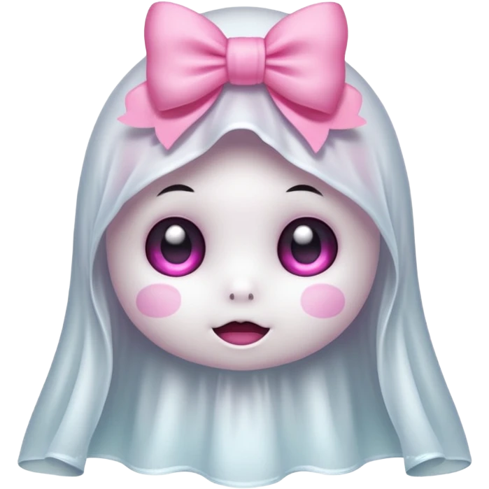 Cuge ghost with a pink bow on her head emoji
