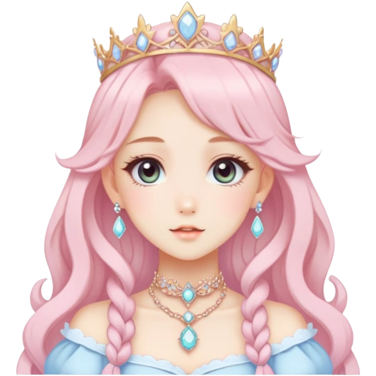 Gorgeous beautiful pretty anime princess lady, accessories, jewelries, pastelcore, cottagecore, fairycore, elegant emoji