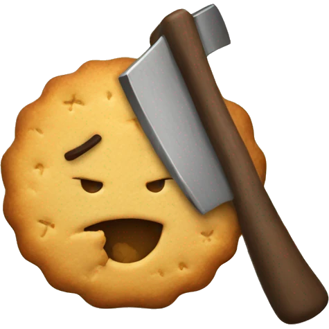 A biscuit breaks with an axe emoji