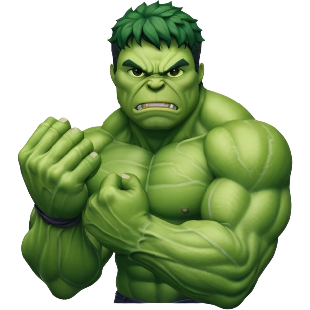 big muscular green cool hulks fist with  4 fingers emoji