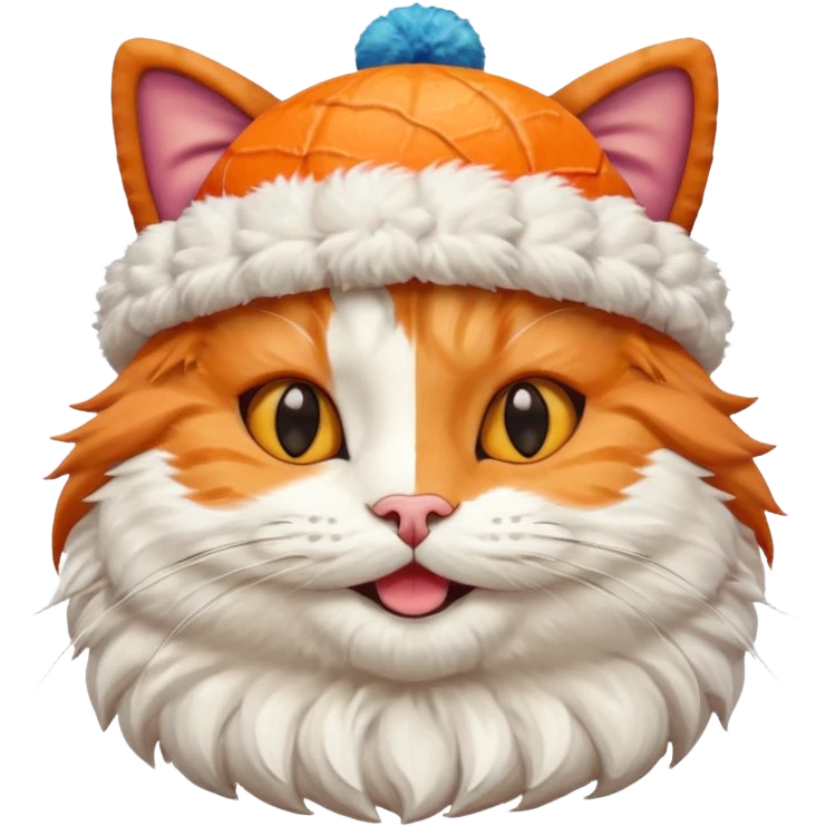 happy cat wearing a hat made out of sushi emoji