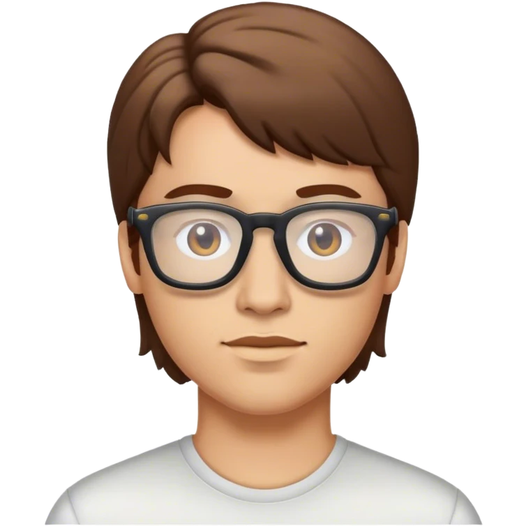 with brown hair mullet and glasses emoji