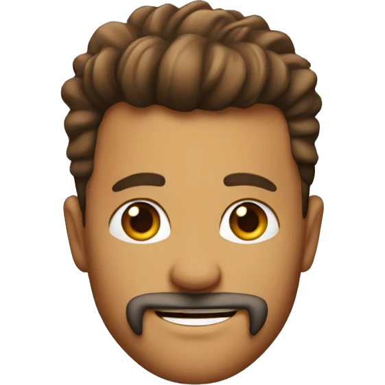 Man with very small eyes, medium brown faux hawk, beard, smile emoji