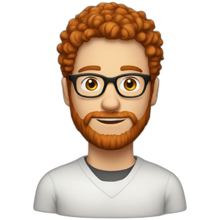 man. around 25. redhead. curly hair. with beard and glasses emoji