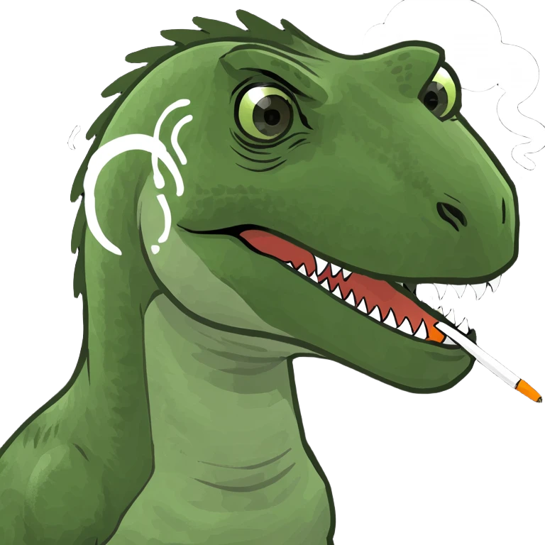 Velociraptor with weed smoke around head  emoji