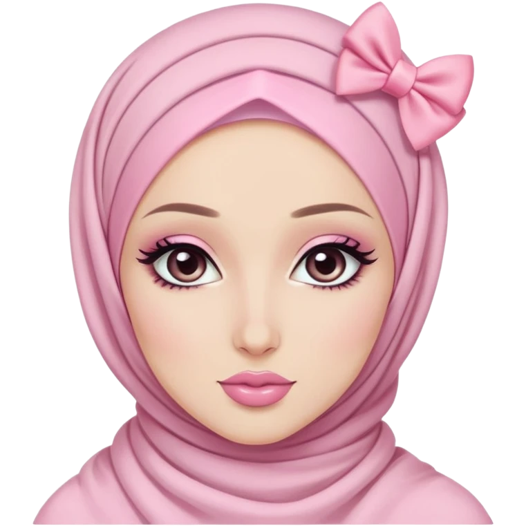 pale pink loving hijabi baddie, pretty makeup and pink bow emoji