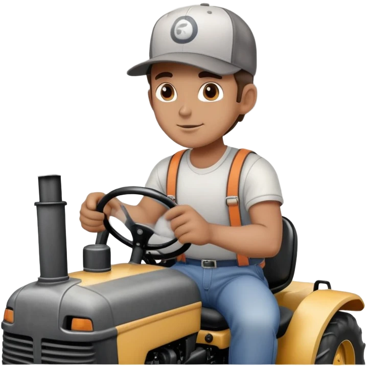 man on tractor with smoke in the back emoji