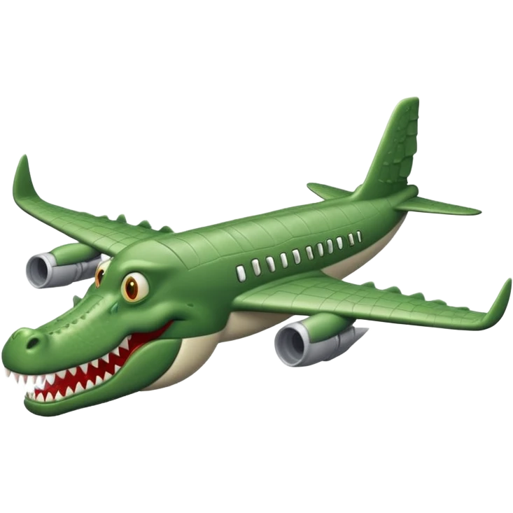 animated gray airplane with crocodile head emoji
