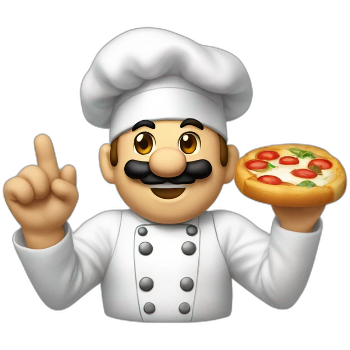 Super Mario as a Chef gesturing a kiss of approval emoji