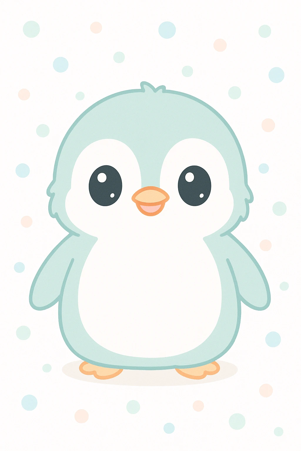 fluffy cute penguin, front view emoji
