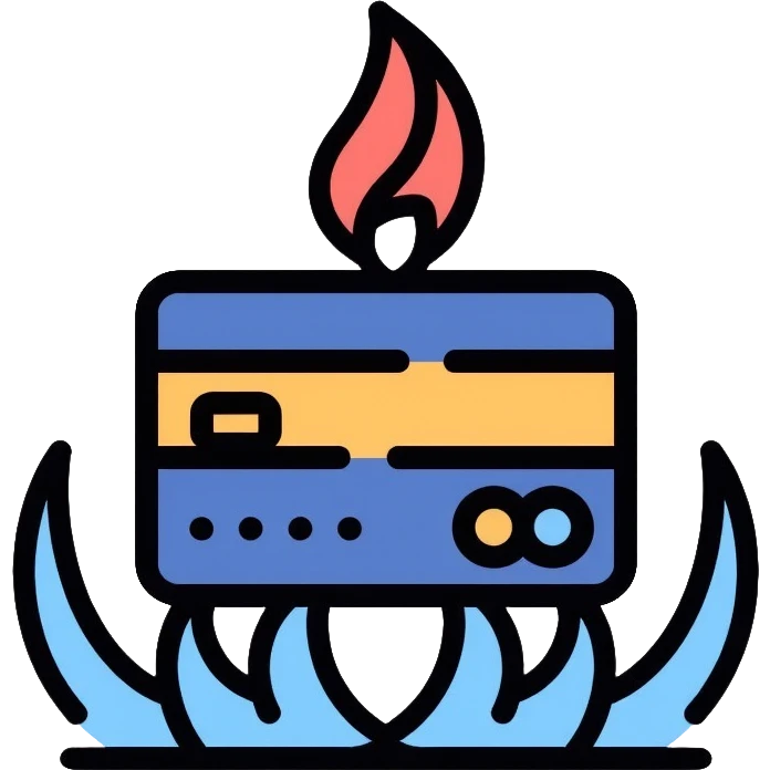 Gazprom Pay logo with credit card and gas flame symbol, payment app icon emoji