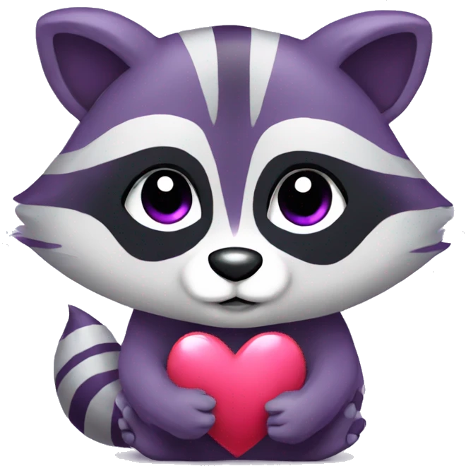 Cute purple raccoon with a heart emoji