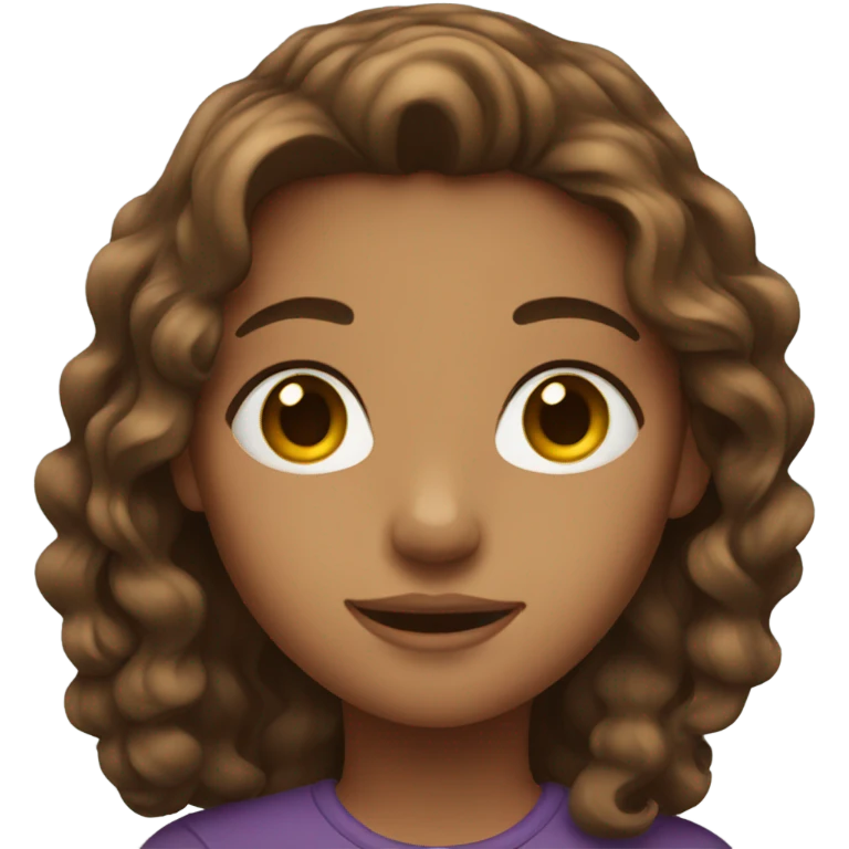 girl with long brown WAVY hair  emoji