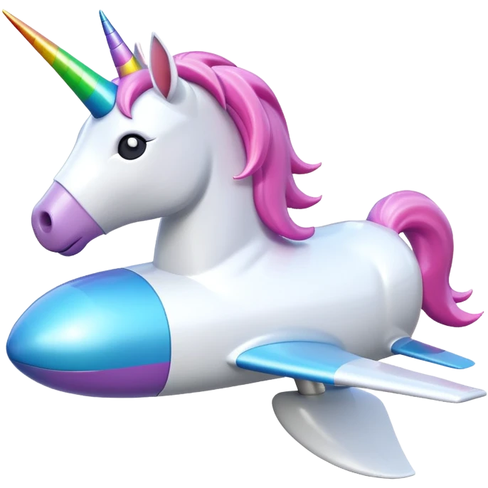 A 3d unicorn 🦄 on a plane ✈️  emoji