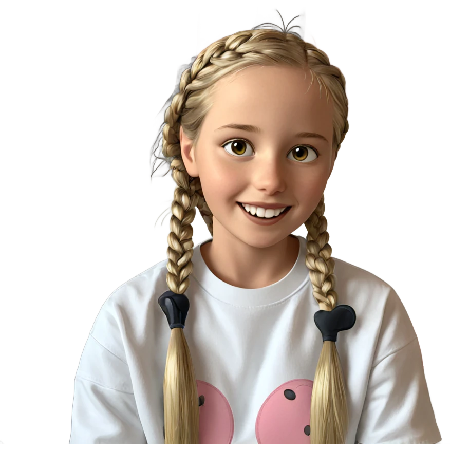 smiling girl with twin braids emoji